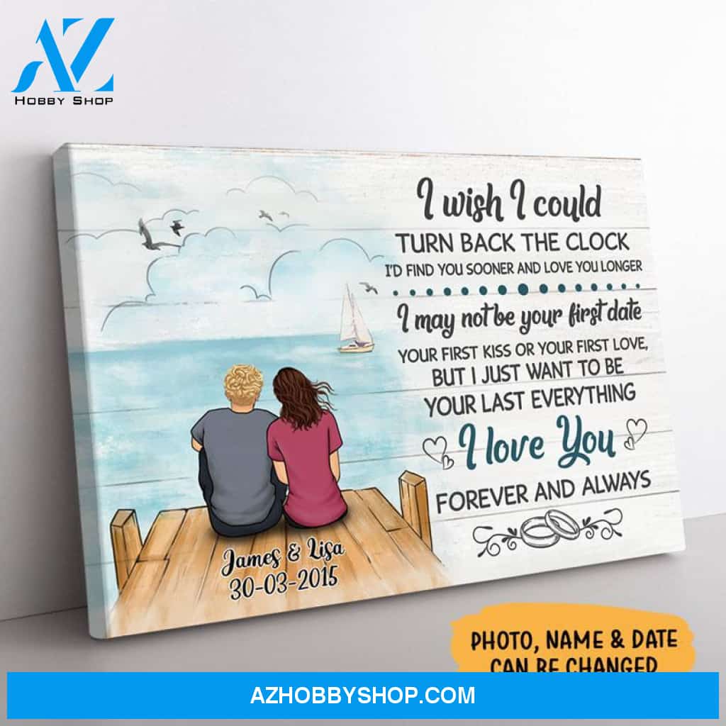 Personalized I Wish I Could Turn Back The Clock Canvas, Beach Dock, Premium Canvas Wall Art