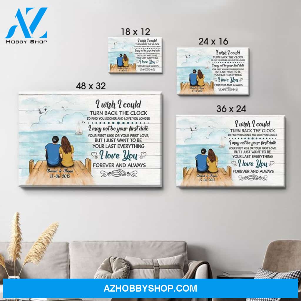 Personalized I Wish I Could Turn Back The Clock Canvas, Beach Dock, Premium Canvas Wall Art