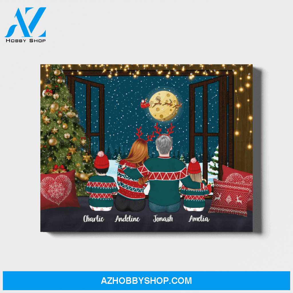 Personalized Landscape Canvas, Couple and Kids, Custom Gift for Christmas