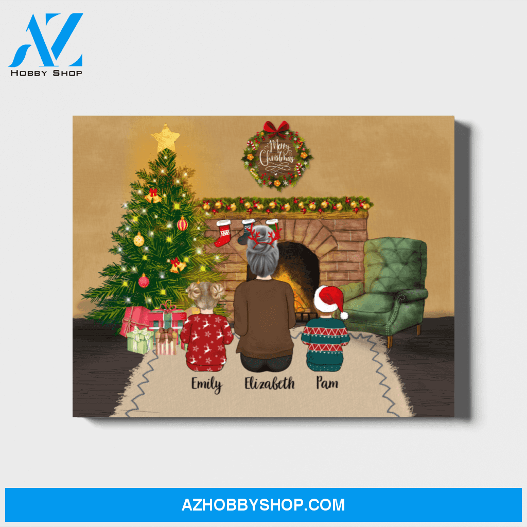 Personalized Landscape Canvas, Grandmother and Kids, Custom Gift for Christmas