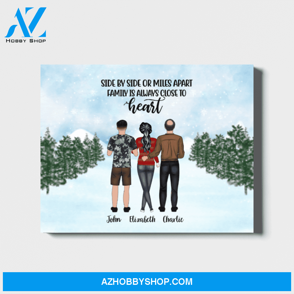 Personalized Landscape Canvas, Three Members Family, Custom Gift for Christmas