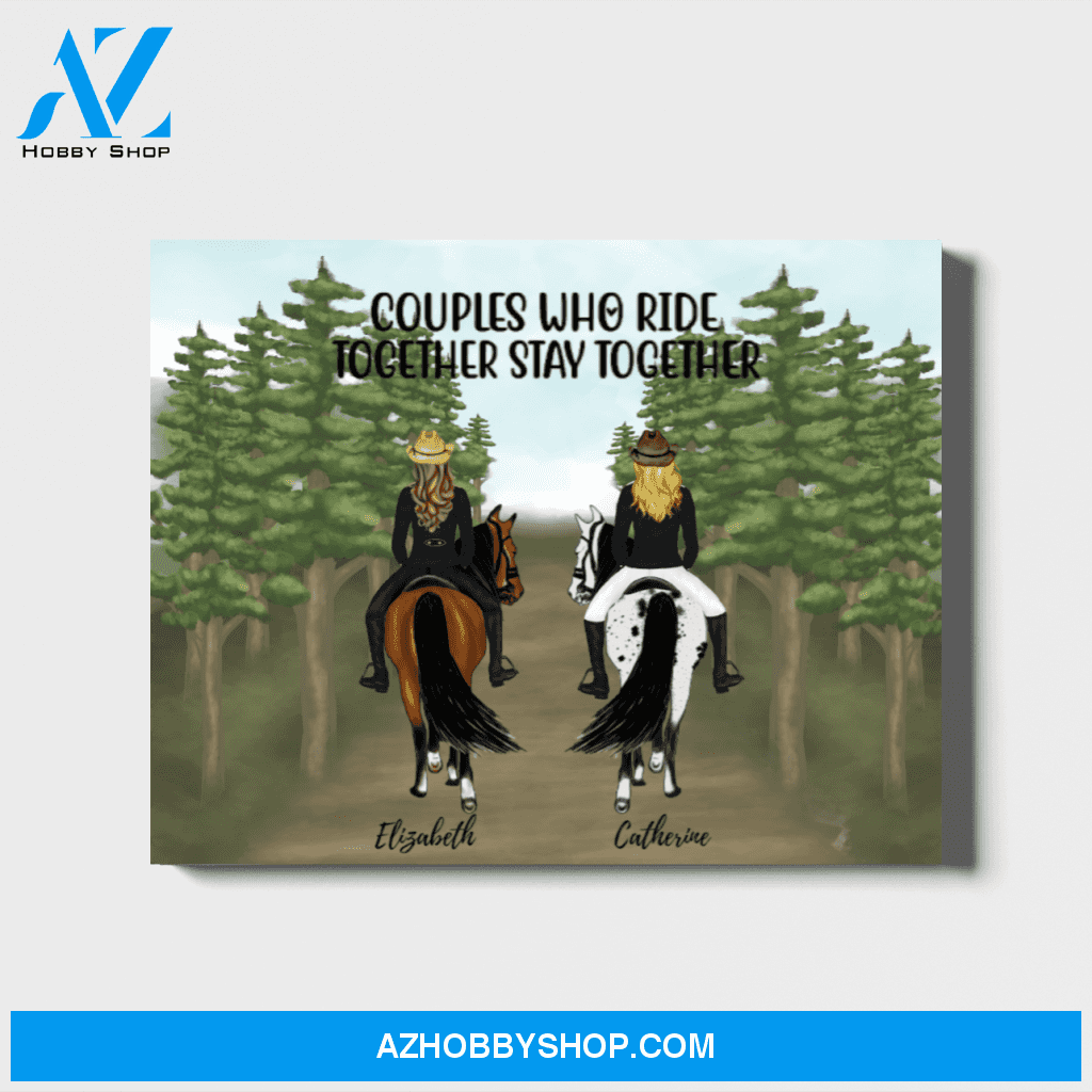 Personalized Landscape Canvas, Women Riding Horse Gift for Horse Lovers