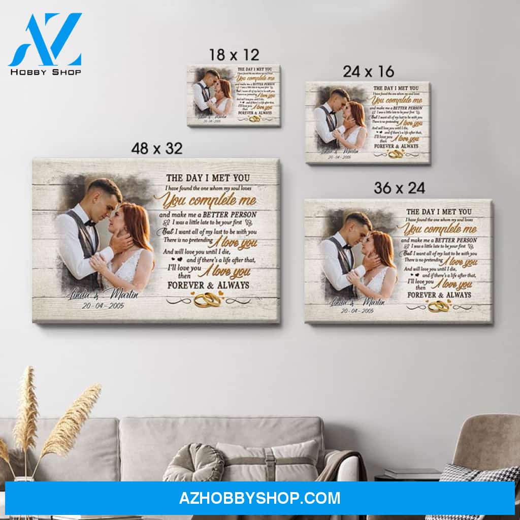 Personalized The Day I Met You Couple Canvas, Custom Photo, Premium Canvas Wall Art