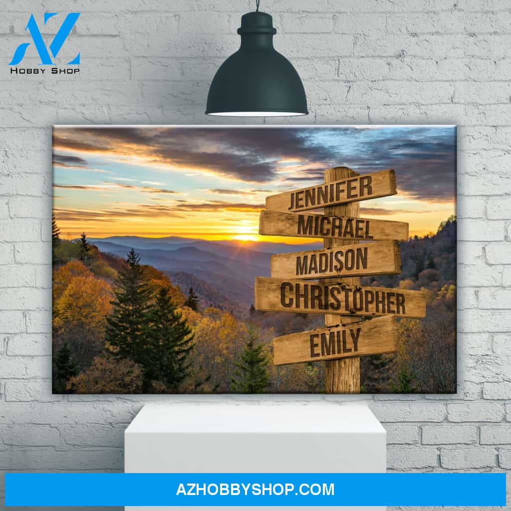 Smoky Mountains Color Multi-Names Premium Canvas