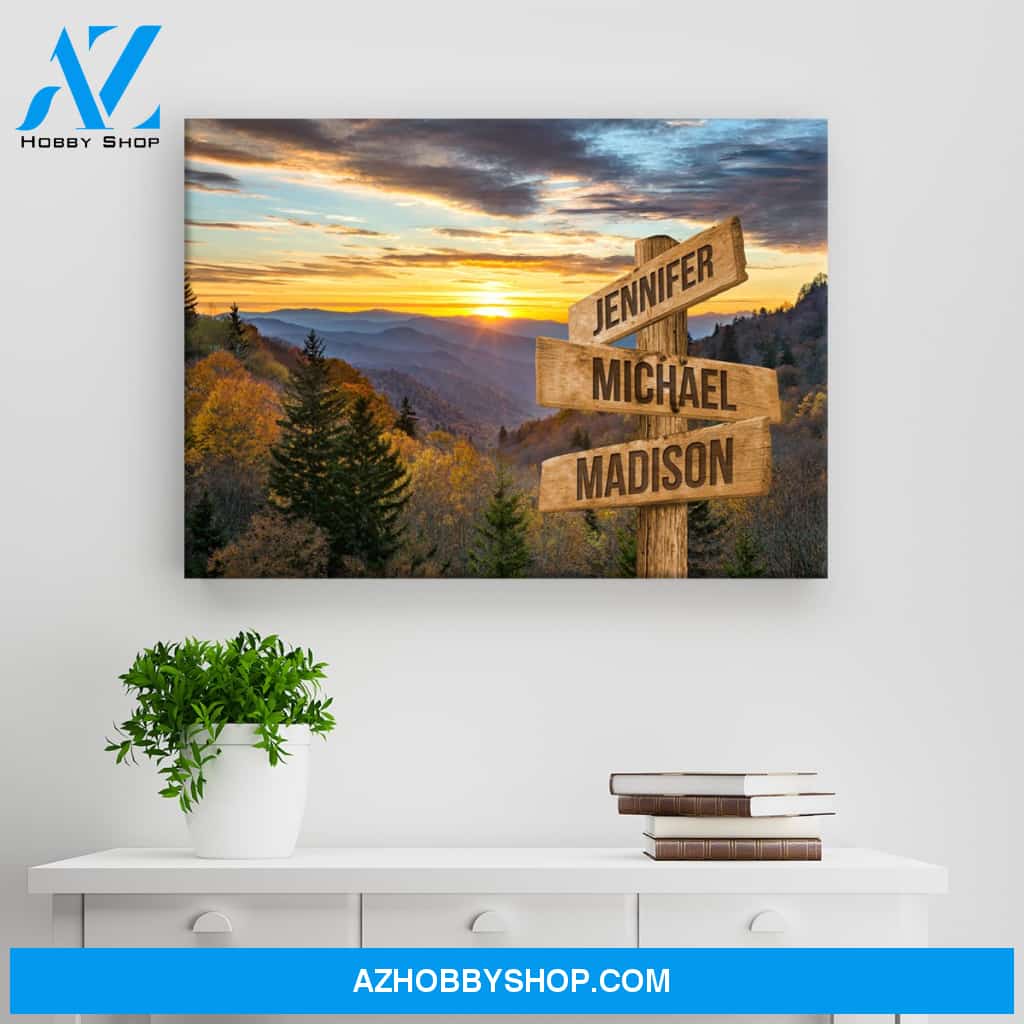 Smoky Mountains Color Multi-Names Premium Canvas
