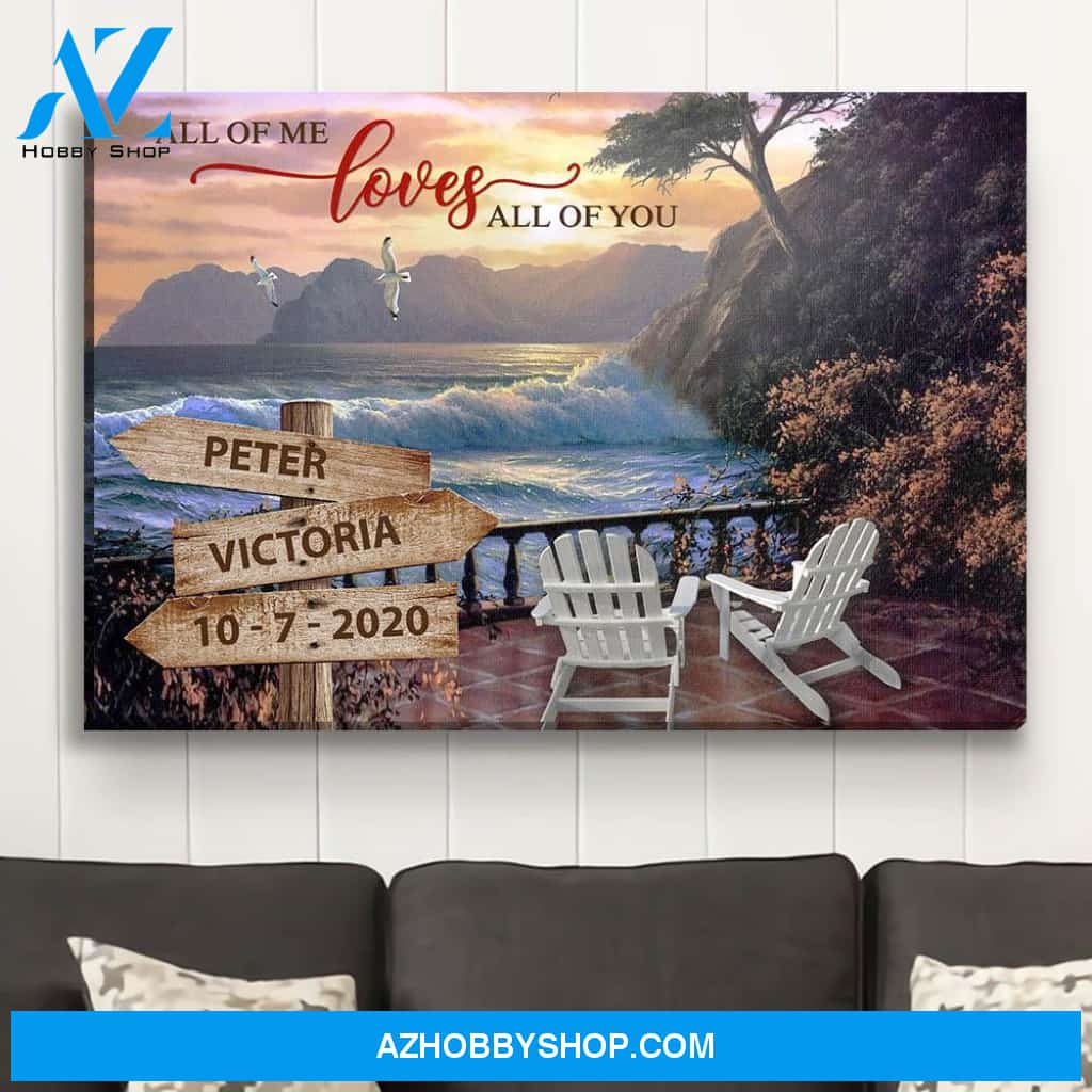 Sunset Beach View - Personalized Custom Name Canvas