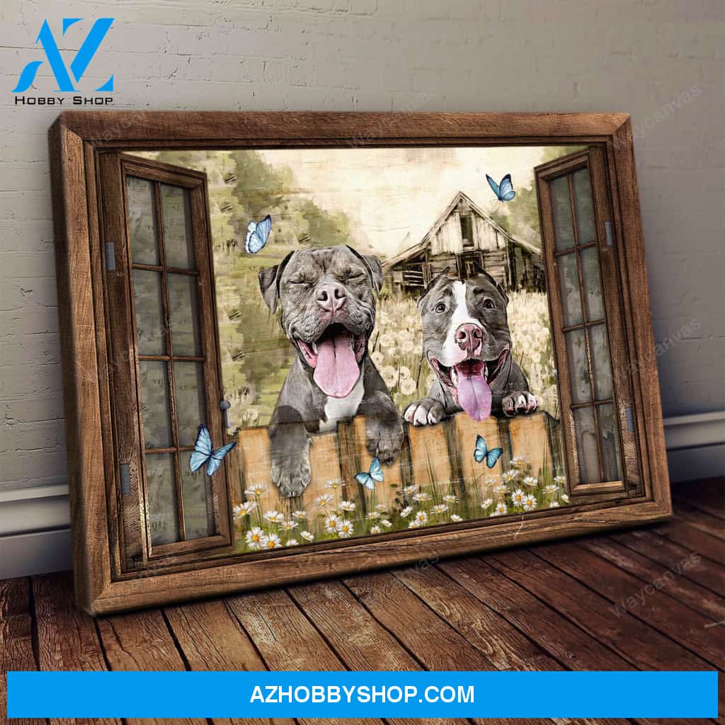 Why hello there Pit bull Landscape Canvas Prints - Wall Art