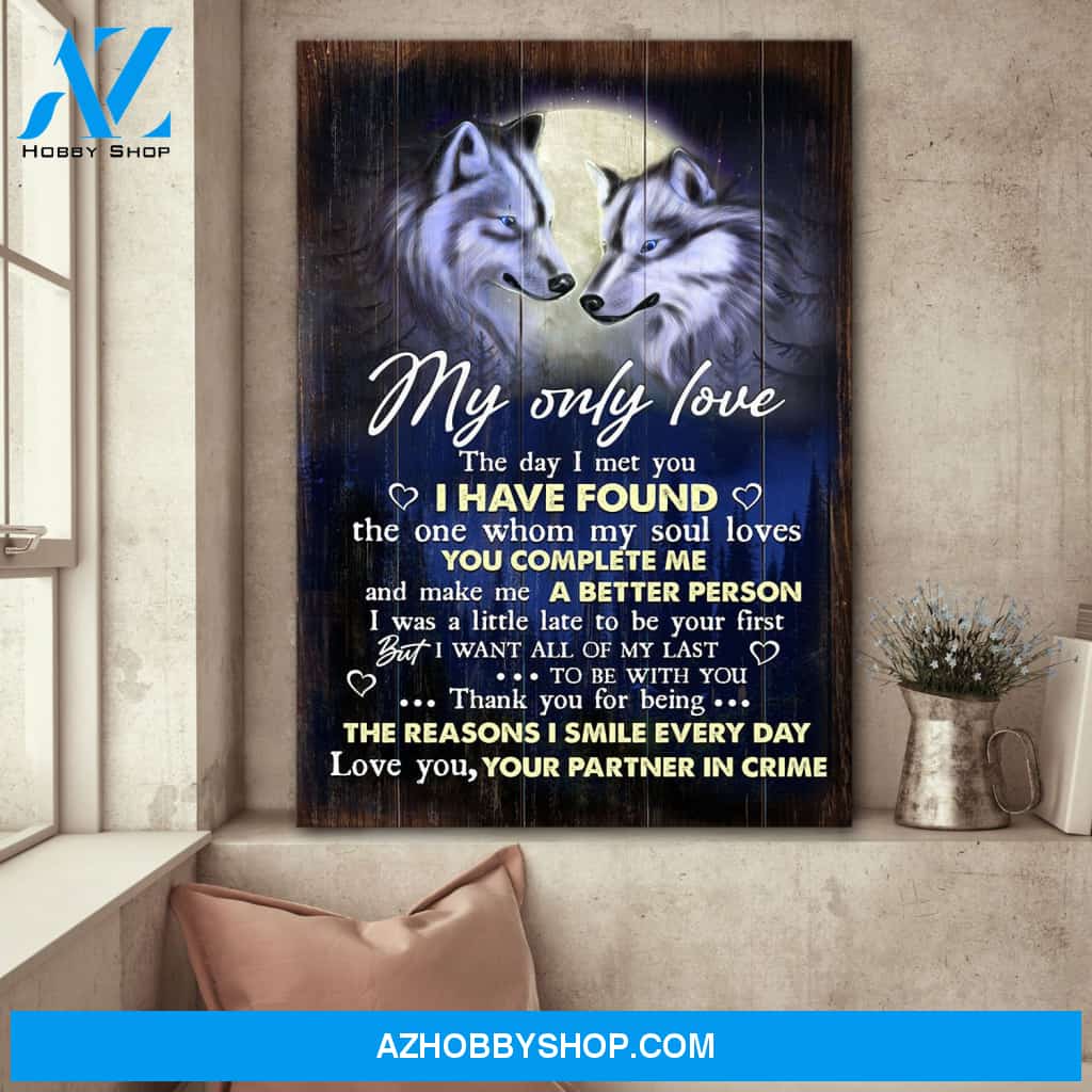 Wolf couple - Love you, your partner in crime - Couple Portrait Canvas Prints - Wall Art