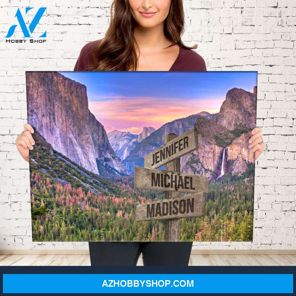 Yosemite Sunset Color Multi-Names Premium Canvas